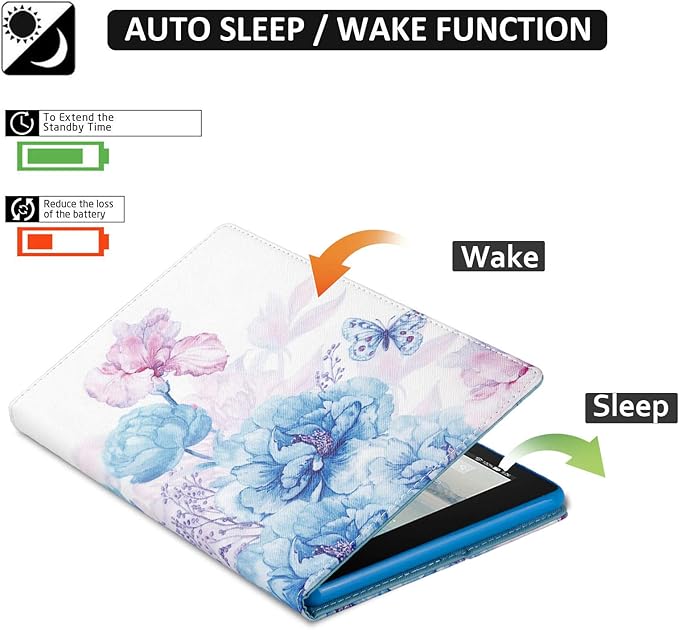 Dteck Folio Case for All-New Fire HD 10 Tablet (9th/7th/5th Generation 2019/2017/2015 Release) - Premium Leather Smart Stand Cover with Auto Wake/Sleep for Kindle Fire HD 10.1 Inch Vibrant Flower