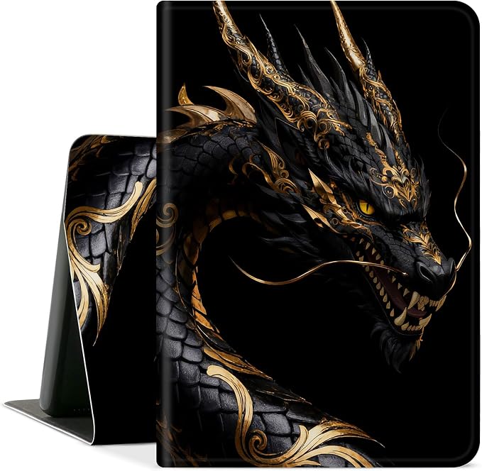 Black Dragon With Gold Patterns