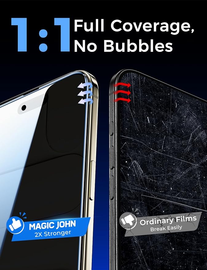 MAGIC JOHN 2 Pack for iPhone Air 6.5 inch Privacy Glass Screen Protector Auto Dust-Elimination Bubble Free Easy Installation