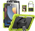 SEYMAC Case for iPad 9th/8th/7th Generation 10.2 inch 2021-2019 Heavy Duty Protective Shockproof Case with Screen Protector Rotating Stand/Handle/Shoulder Strap for iPad 10.2 Green
