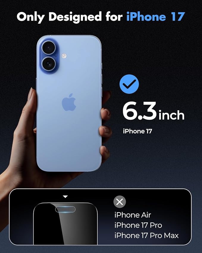UNBREAKcable for iPhone 17 Privacy Screen Protector QuickSet Box 25° Anti-Spy Tempered Glass 9H+ Hardness Case-Friendly Bubble-Free Anti-Fingerprint for Apple 17-2 Pack 6.3