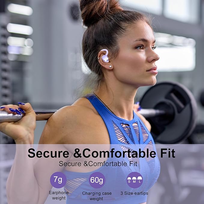 Wireless Earbuds Bluetooth Earbuds Bluetooth 5.4 Headphones 68hrs Playtime Sport Earphones with LED Display ENC Noise Cancelling Mic IPX7 Waterproof Over Ear Ear Buds with Hook for Gym/Workout