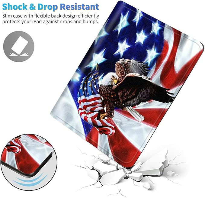 Case for Amazon Kindle Fire Max 11 Tablet (13th Gen 2023 Release) Slim Adjustable Stand Back Shell Protection Smart Cover for Fire Max 11 2023 11 Inch Eagle on American Flag