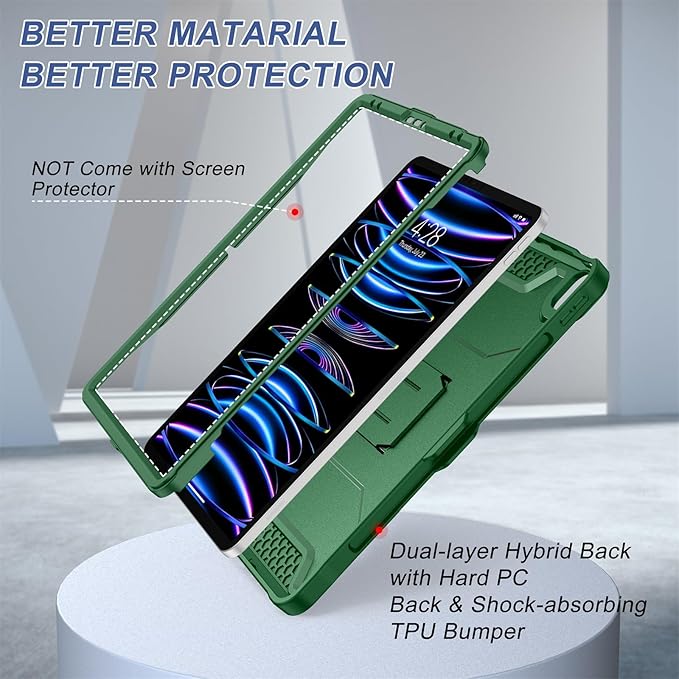 Soke Case for iPad Pro 12.9 Inch 6th/5th/4th Generation(2022/2021/2020 Release) Rugged Shockproof Protective Cover with Built-in Kickstand for Apple iPad Pro 12.9 - Alpine Green