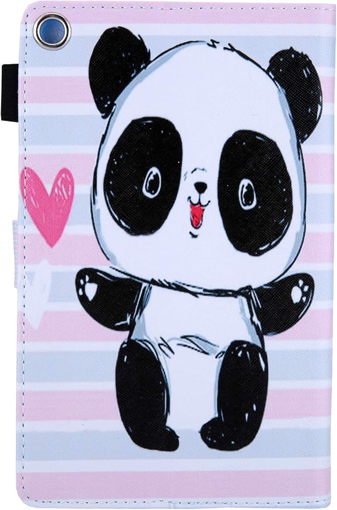 Folio Cover for Fire HD 8 6th/7th/8th Gen Slim Folding Stand PU Leather Protective Wallet Case with Auto Sleep/Wake for Old Amazon Fire HD 8 Tablet 2016/2017/2018 Panda Stripe