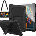 Case for Pritom M10 /quntiCO Y10 /Digiland DL1036 /Voger priorpad X100 /VUCATIMES N10/Gateway 10.1 HD Tab Case with Stand Rubber Hybrid Come with 9H Tempered Glass Film (Black/Black/2 PCS)