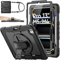SEYMAC stock Case for iPad Pro 13-inch M5-M4 2025-2024 Shockproof Heavy Duty Case with Screen Protector Pencil Holder Rotating Stand Hand Strap Shoulder Strap Black