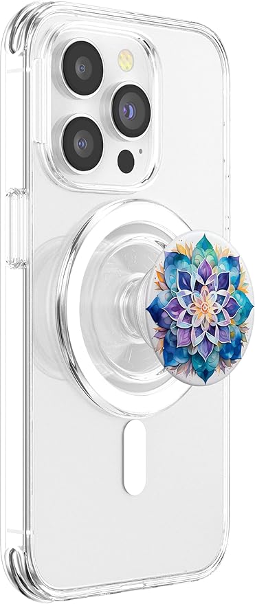Colorful Mandala Purple Blue Watercolor Design PopSockets PopGrip for MagSafe