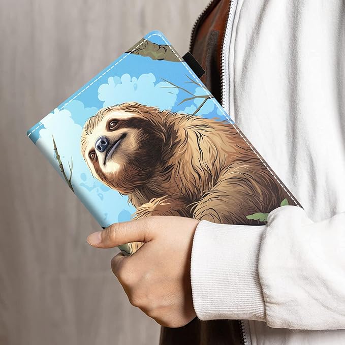Case for All-New Amazon Kindle Fire HD 10 &amp 10 Plus Tablet 10.1 (13th/11th Generation 2023/2021 Release) - PU Leather Folio Case with Smart Auto Wake/Sleep - Cute Sloth