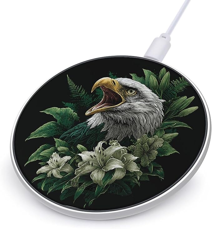 Roaring Eagle1 Green Lily Flowers Phone Charger Magnetic Charging Pad Anti-Slip with USB Cable
