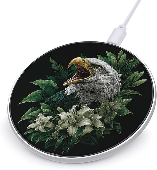 Roaring Eagle1 Green Lily Flowers Phone Charger Magnetic Charging Pad Anti-Slip with USB Cable