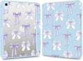Cute Case for iPad Pro 11(M4) 2024 5th Gen Preppy Lavender Bowknot Clear Hard Back Hybrid Casewith Pencil Holder Trifold Stand Slim Tablet Cover for Girls Women