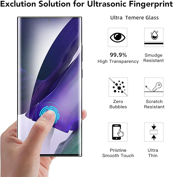 3 Pack Screen Protector for Samsung Galaxy Note20 Ultra Tempered Glass HD Fingerprint Unlock 3D Curved Edge Full Coverage Protector Easy Install Kit for Galaxy Note20 Ultra 5G (Note 20)