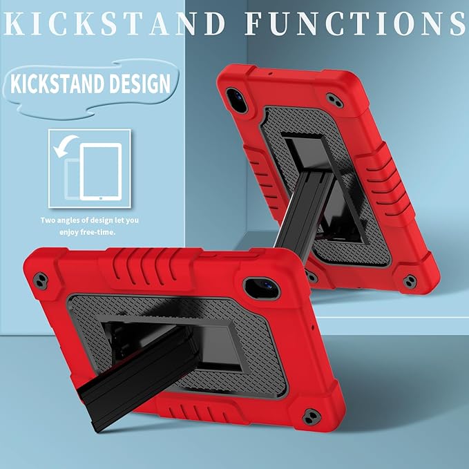 for Walmart Onn 8 inch Gen 4 2024 Model Tablet Case with 2 Pcs Screen ProtectorHeavy Duty Kids Shockproof Stand Shoulder Strap Case for Walmart Onn 8 2024 Model:100135923 (Red/Black)