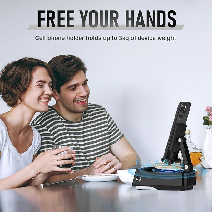 Birthday Gifts for Men Him Cell Phone Stand with Wireless Bluetooth Speaker and Charging Function 360° Rotable Angle Adjustable Unique Mens Gifts for Dad Husband Boyfriend Cool Gadgets for Men