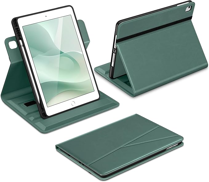 DTTO for iPad 6th / 5th Generation 9.7 Inch (2018/2017) iPad Air 2 / Air 1 Case 360 Degree Rotating Premium Leather Folio Stand Cover with Pencil Holder Midnight Green2
