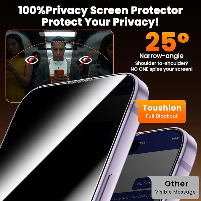 3-Pack for iPhone 17 Screen Protector Privacy[25°Anti Spy] 9H Hardness Easy Install Frame Bubble Free Impact &amp Shatter Protection Case-Friendly