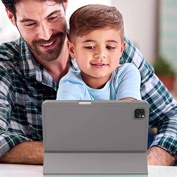 ZryXal iPad Pro 11 Inch Case (M5) 2025/ (M4) 2024 (Model: A2836/A2837/A3006) Trifold Stand Smart Cover with Pencil Holder and Soft TPU Back Auto Wake/Sleep (Space Gray)