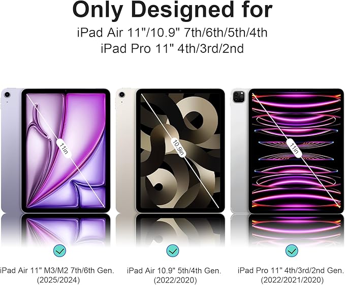 Case for iPad Air 11 Inch M4/M3/M2 2026/2025/2024 iPad Air 10.9 5th/4th Gen. 2022/2020 iPad Pro 11 4th/3rd/2nd 2022/2021/2020 with Pencil Holder Vertical Stand Detachable Magnetic Pink