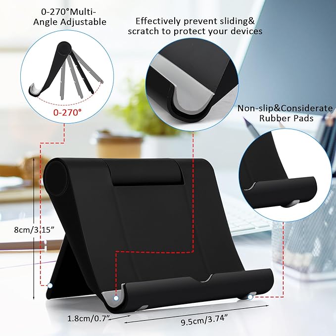 Wenqik 36 Pcs Cell Phone Stands Foldable Tablet Mobile Stand Adjustable Multi Angle Tablet Holder Compatible with Phone 15 14 13 12 11 Pro Xs Xs Max XR 8 (BlackWhitePinkBlue)