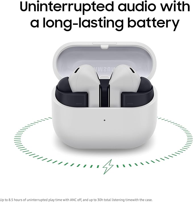 SAMSUNG Galaxy Buds 3 FE (2025) True Wireless Bluetooth Earbuds Active Noise Cancellation Powerful Sound Clear Calls Long Lasting Battery Hands Free AI Gray [US Version 2 Year Warranty]