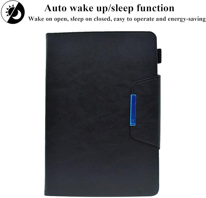 Folio Case for Amazon Kindle Fire HD 8/Fire HD 8 Plus (12th/10th Generation 2024/2022/2020) 8 UUcovers PU Leather Magnetic Smart Cover with Stand/Pencil Holder/Pockets [Auto Sleep/Wake] Black