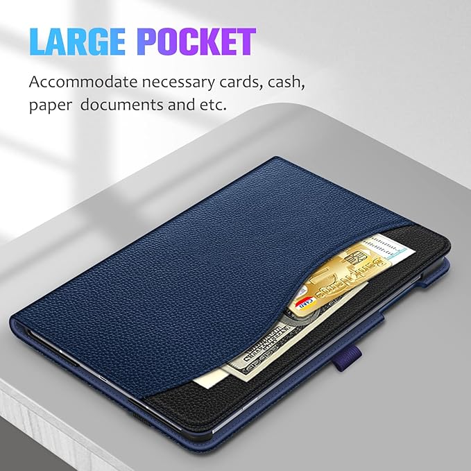 Fintie Case for Samsung Galaxy Tab S10+/ S9+/ S8+/ S7 FE/ S7+ 12.4 Inch Multi-Angle Viewing Protective Cover with Pocket Auto Sleep/Wake Navy