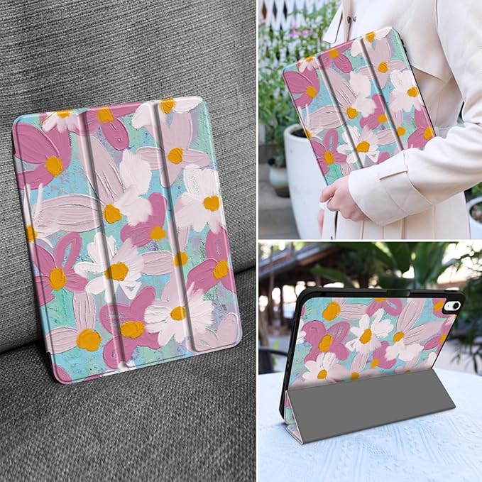 MEEgoodo for M4/M3/M2 iPad Air 11 inch Case 2026 2025 2024Case for iPad Air 5th Generation/iPad Air 4th Gen 10.9 inch 2022 2020 Tablet Cover with Soft TPU Back Shell Art Botanical Floral