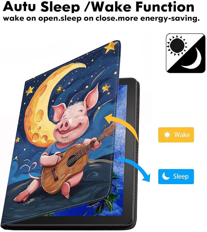 Watercolor Art Pig Playing Guitar