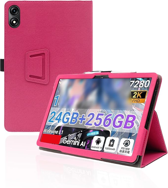 for TABWEE T60 Pro/VekfulPC T60 Pro 13.4 Inch Android Tablet CaseBOVUGAC Folding Stand Protective Cover with Pencil Holder and Wrist StrapFull Protection Premium PUScratch Resistant(Rose Red)