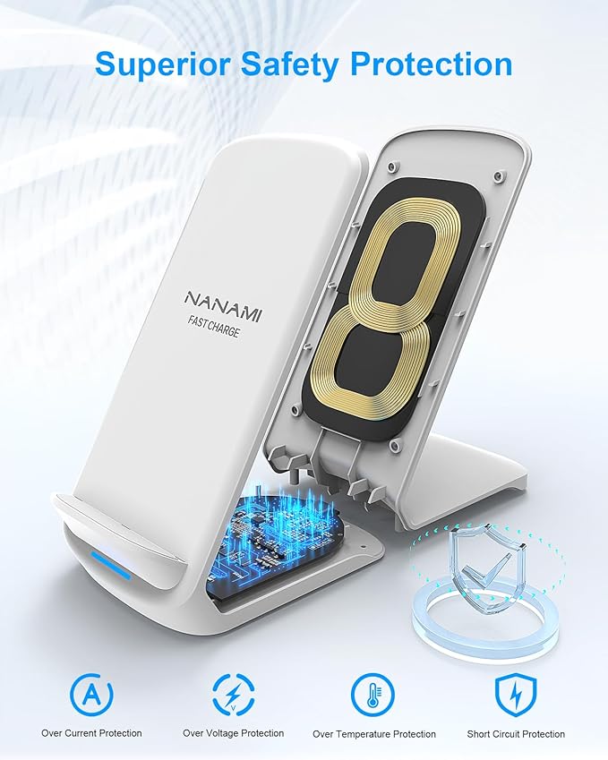 NANAMI Fast Wireless Charger 10W Max Wireless Charging Stand with PD20W Adapter Charger Compatible for iPhone 17/17 Air/17 Pro/17 Pro Max/16/15/14/13/12Samsung Galaxy S26/S25/S24/S23/S22/S21/Note 20
