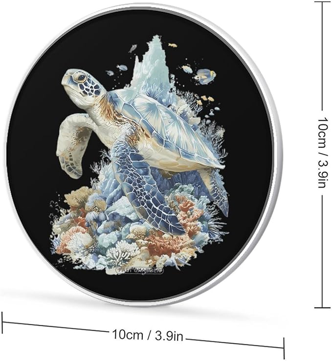 Sea Turtles Swimming Coral Fast Portable Charger 10W Funny Graphic Phone Charging Pad with USB Cable