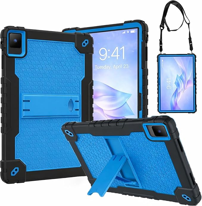 for TCL TAB 10 NXTPAPER 5G 10.4 Inch Tablet case Hybrid Shockproof Silicone Gel Protective Cover with Kickstand for TCL TAB 10 NXTPAPER 5G 10.4 Inch 2025 (9199S) (Black/Blue)