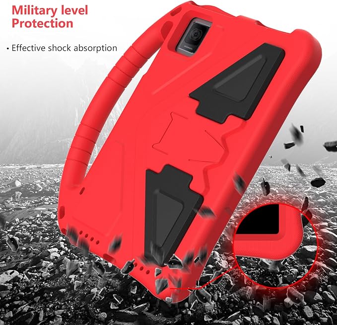 Kids Case for T-Mobile Revvl Tab 5G 2023 Model 10.36 Inch Soft EVA Handle Stand Shockproof Lightweight Children Friendly with Shoulder Strap Cover Case for Revvl Tab 5G Red