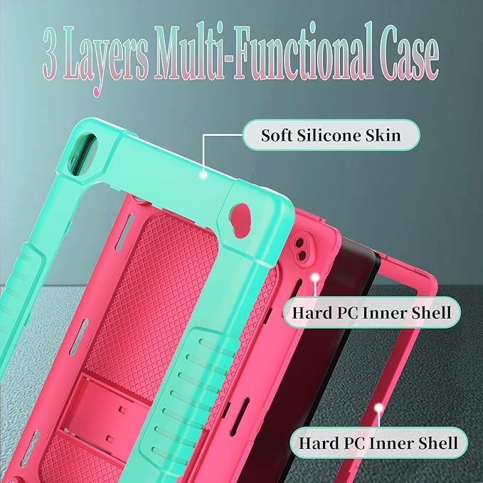 for Onn 10.1 inch Tablet Case 2024for Onn 10.1 Tablet Case Gen 4 Shockproof Rugged Kids Cover with Screen Protector Shoulder Strap for Walmart 10.1 (2024 Model:100135925)(GreenPink+2Pcs)