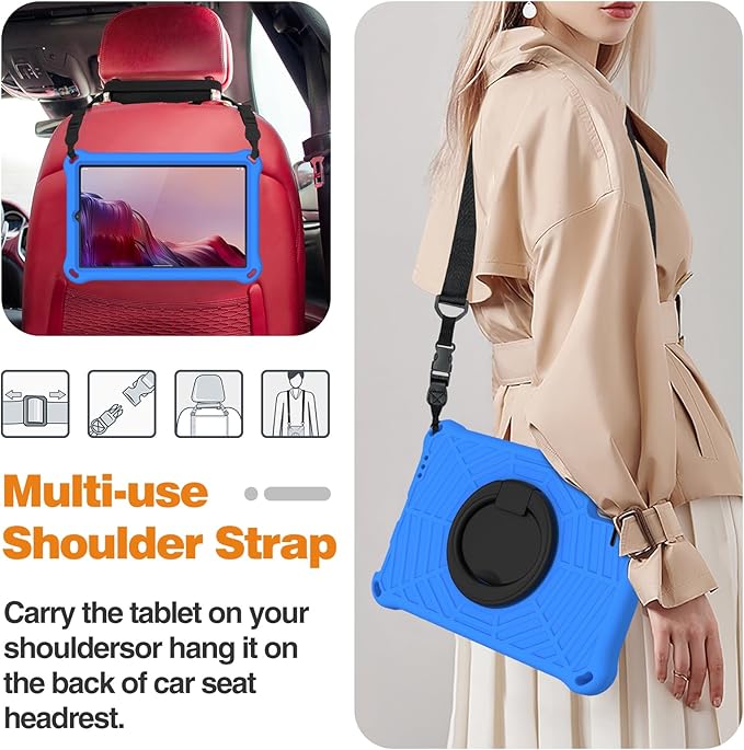 Compatible with Lenovo Tab M9 9.0 inch (TB-310FU) 2023 Case Tablet for Kids Light Weight EVA Rugged Shockproof Full Cover 360 Rotating Handle Stand Case (Blue)
