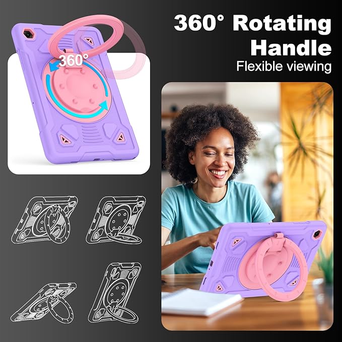 for Samsung Galaxy Tab A11 Plus/A9 Plus case with Screen Protector/ 360° Rotating Stand/Shoulder Strap Cover for Galaxy Tab A11+ Plus/A9+ Plus 11 inch 2025/2023 Released