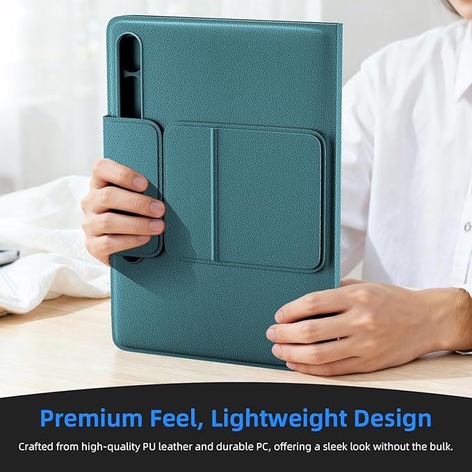 Case for Samsung Galaxy Tab S10 Lite/ S10 FE 2025/ S9 FE 10.9 inch/ S9 11 inch with Screen Protector Adjustable Angles Stand Back Cover Shockproof Premium PU Leather Case (Green)