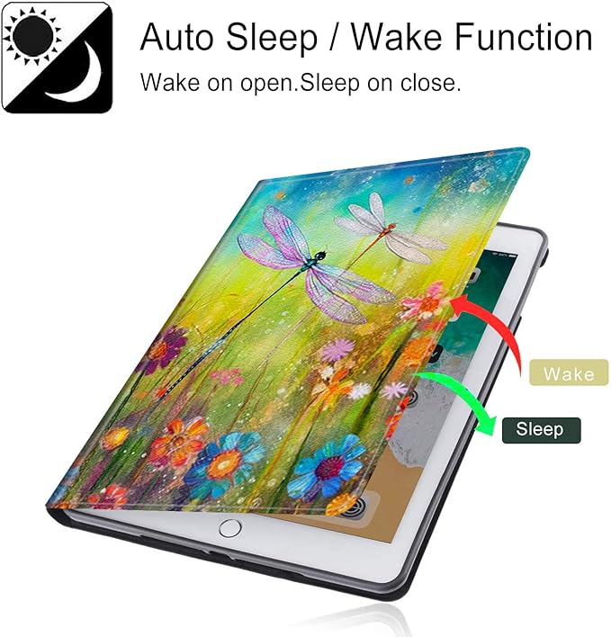 for All-New Fire HD 10 Tablet Case (13th Generation 10.1 inch 2023 Release) with Adjustable Stand &amp Auto Wake/Sleep Feature Smart Protect Cover Case - Colorful Dragonfly