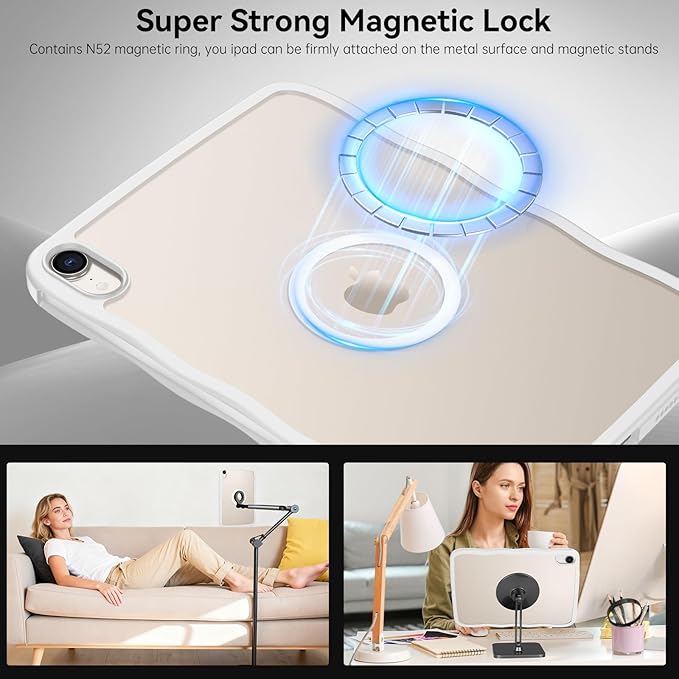 Telaso for iPad mini 7 A17 Pro 2024/iPad Mini 6 2021 8.3 Inch iPad mini 7th/6th Gen Wave Frame Design Magnetic Case Translucent Matte Back Soft TPU Bumper Case for iPad mini 7/Mini 6 Frosted Clear