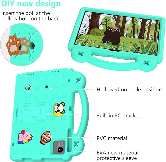 for Revvl Tab 2 Case 10.1 inch 2025 Kids EVA Tablet Cover with Strap Stand Handle for Tmobile Revvl Tab 2 5G Case Green
