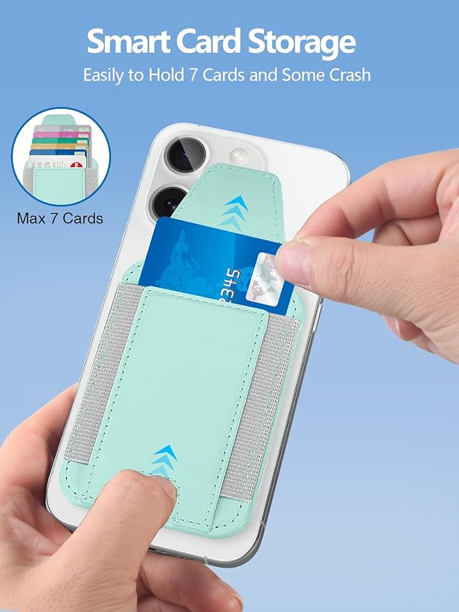 Miroddi for MagSafe Wallet with Privacy Flap Strongest Magnetic Card Holder for iPhone 17 iPhone 16/15/14/13/12 Series Detachable Leather Magnetic Phone Wallet RFID Blocking Fit 7 Cards Green