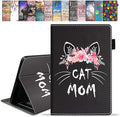Case for Amazon Kindle Fire HD 10 &amp 10 Plus Tablet 10.1 (13th/11th Generation 2023/2021 Release) - Premium PU Leather Cover with Auto Sleep Wake Floral Cat Mom