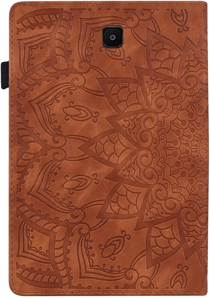 YEMENGHUA Heavy Duty Protection Compatible with Samsung Galaxy Tab A 8.0 T387 SM-T387V T387T T387A Slim Lightweight Embossed PU Leather Flip Holder Tablet PC Case Card Slot Tablet Case(Brown)