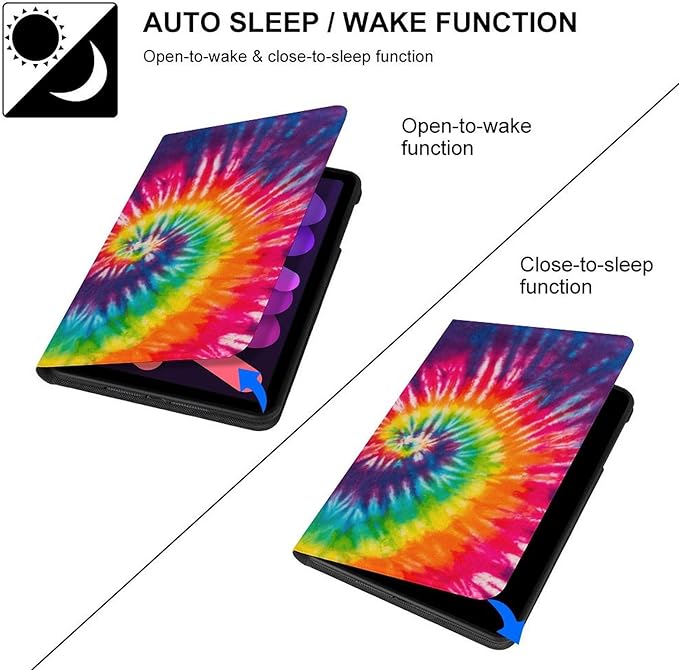 Abstract Swirl Design Tie Dye Tablet Case Compatible with ipad Mini 1/2/3/4/5 (7.9in) TPU Protective Case Auto Sleep/Wake Cover style