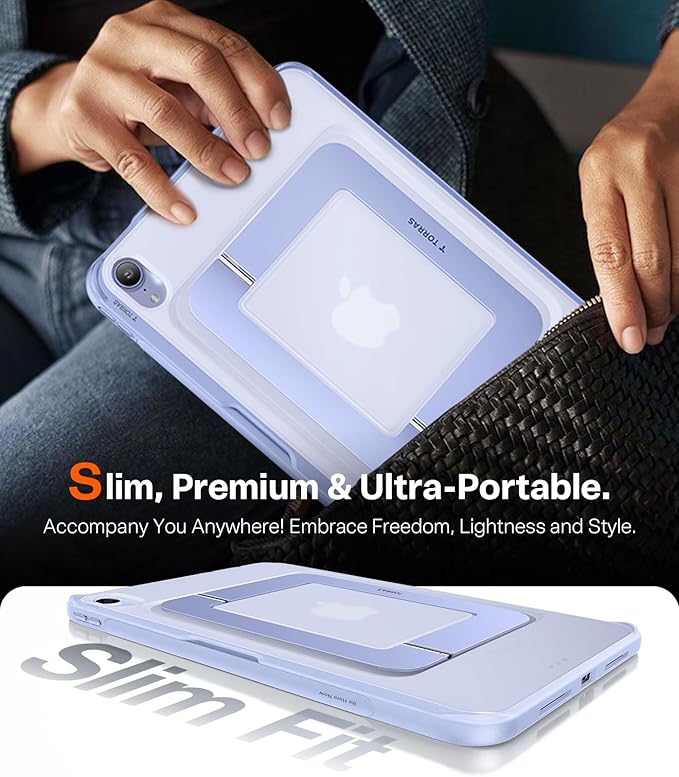 TORRAS Ostand K1 Guardian for iPad Air 11 inch Case M4/M3/M2 (2026/2025/2024) Ultra Stable Stand Multiple Adjustable Viewing Angles Slim Protective Kickstand Cover with Pencil Holder Purple