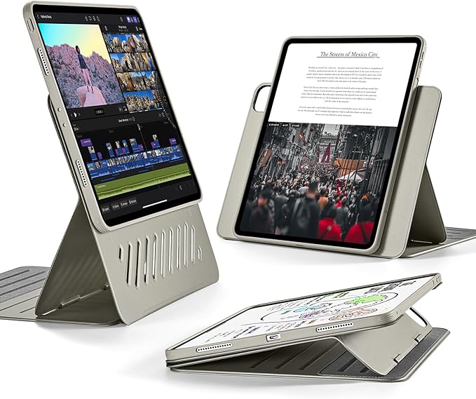 ESR for iPad Pro 12.9 Case (6th/5th Generation 2022/2021) Removable Magnetic Cover Adjustable Portrait/Landscape Stand with Raised Display View 9 Standing Angles Shift Series Titanium