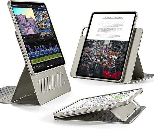 ESR for iPad Pro 12.9 Case (6th/5th Generation 2022/2021) Removable Magnetic Cover Adjustable Portrait/Landscape Stand with Raised Display View 9 Standing Angles Shift Series Titanium