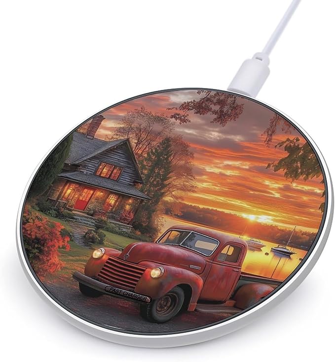 Cabins-Truck Lake Wireless Charger Anti-Slip Wireless Charging Pad Slim Charger Mat for Men Women