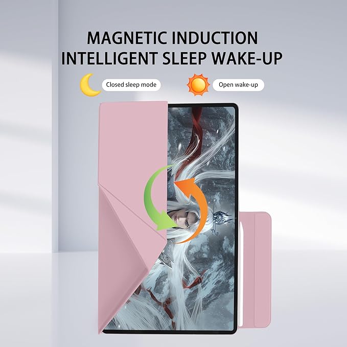 Magnetic Case for Samsung Galaxy Tab S11 Ultra 14.6 Inch 2025 - Model SM-X930/SM-X936 Tablet with S-Pen Holder Auto Wake/Sleep Smart Tablet Cover Pink